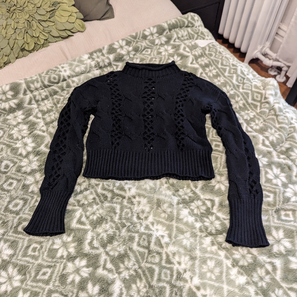Express black eyelet knit sweater